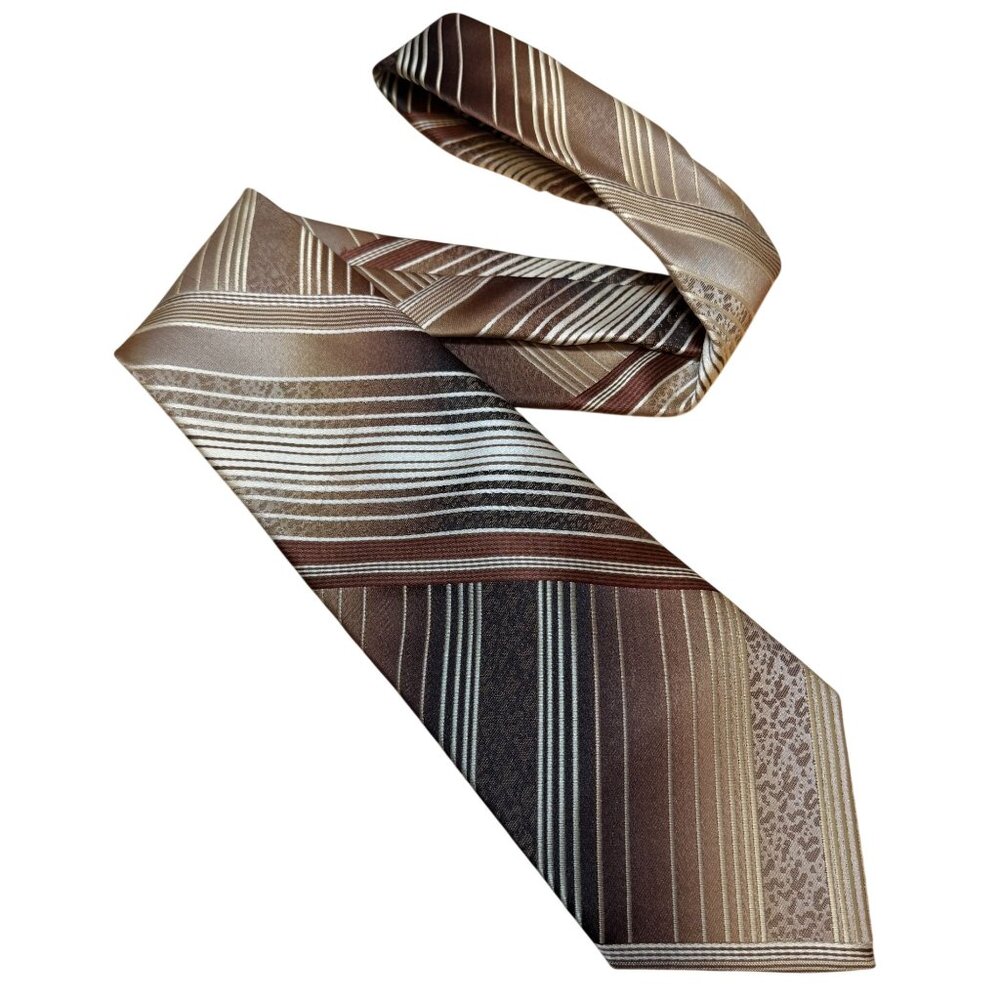 Vintage Don Loper Mens Tie Brown Stripe Pattern